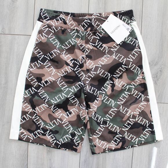 Valentino Camo-Print  Sweat Shorts - Picture 1 of 9